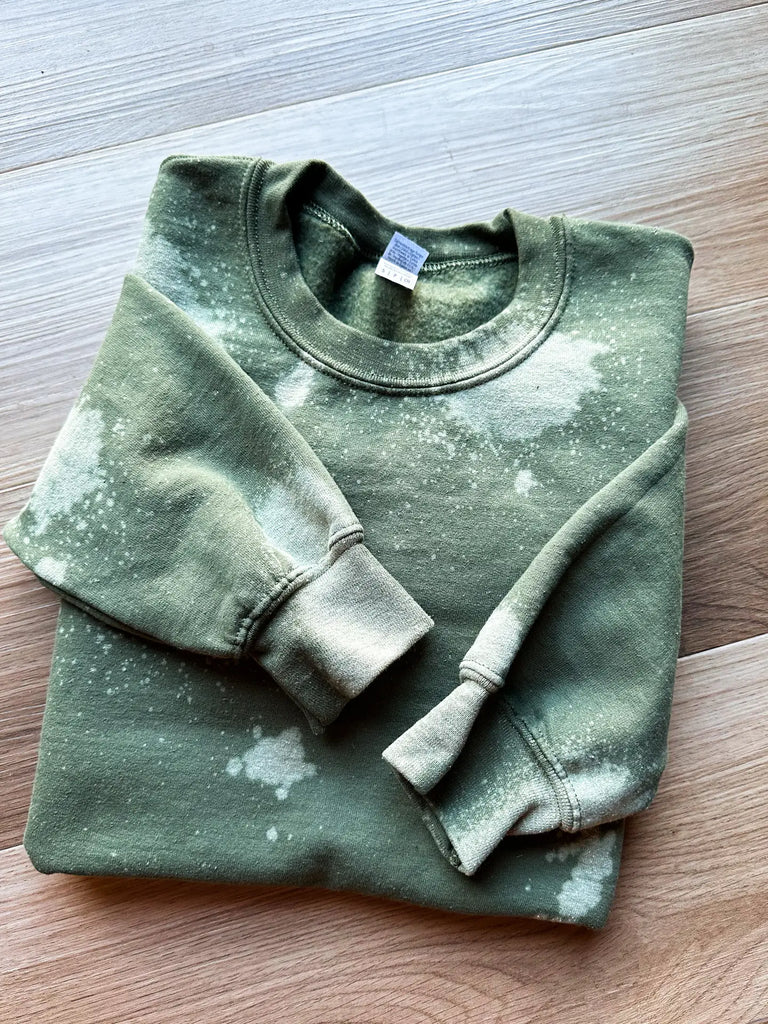 PREORDER Hand Bleached Military Green Sweatshirt Beautique