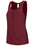 Sleeveless Pleated Back Closure Tank Top - Multiple Options