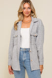 Brushed Waffle Button Up Shacket - Heather Gray