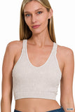 Zenana Complete Comfort Ribbed Brami Crop Top - Bone