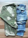 PREORDER - Hand Bleached Military Green Sweatshirt