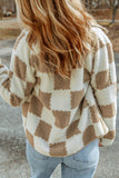 PREORDER - Checkered Snap Button Sherpa Jacket