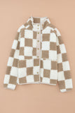 PREORDER - Checkered Snap Button Sherpa Jacket