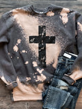 PREORDER - Hand Bleached Cross Sweatshirt