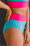 Ray Of Sunshine Swim Bottoms- Blue & Bright Pink