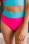 Ray Of Sunshine Swim Bottoms- Bright Pink & Blue