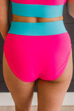 Ray Of Sunshine Swim Bottoms- Bright Pink & Blue