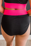 Ray Of Sunshine Swim Bottoms- Black & Neon Pink