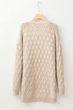 PREORDER - Cable Knit Eyelet Side Pockets Baggy Cardigan