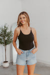 Can't Go Wrong Open Back Ribbed Bodysuit - Black