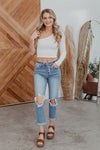 Side & Seek One Shoulder Long Sleeve Crop Top - Ivory