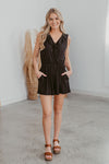 Instant Winner Surplice Romper - Black