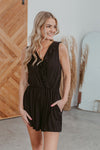 Instant Winner Surplice Romper - Black