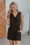 Instant Winner Surplice Romper - Black