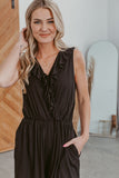 Instant Winner Surplice Romper - Black