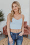 To The Core Ribbed Brami Bralette - Spring Blue